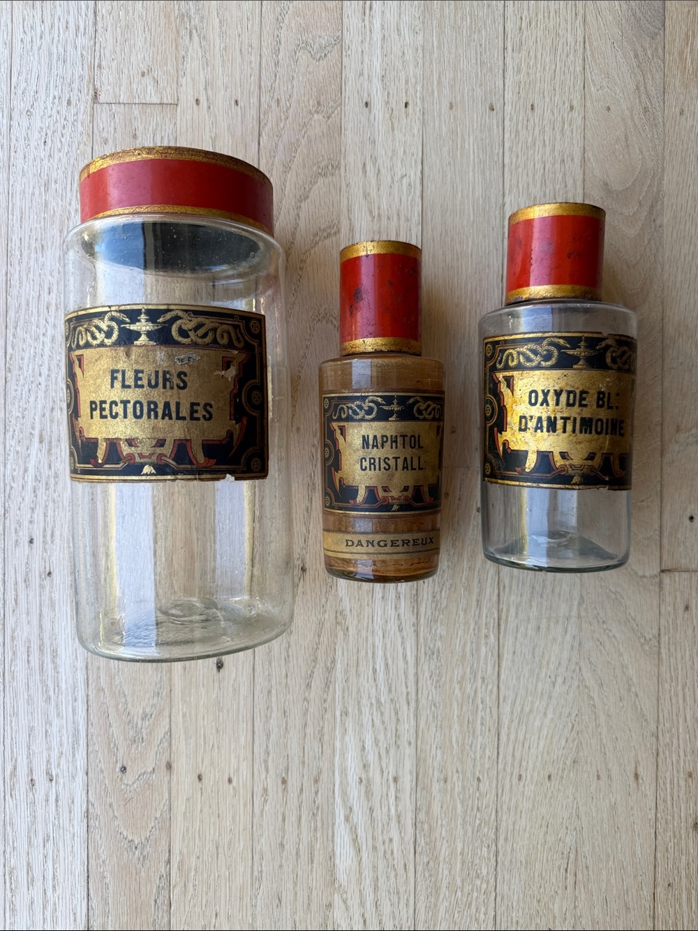 Vintage French Apothecary Glass Jars - rare